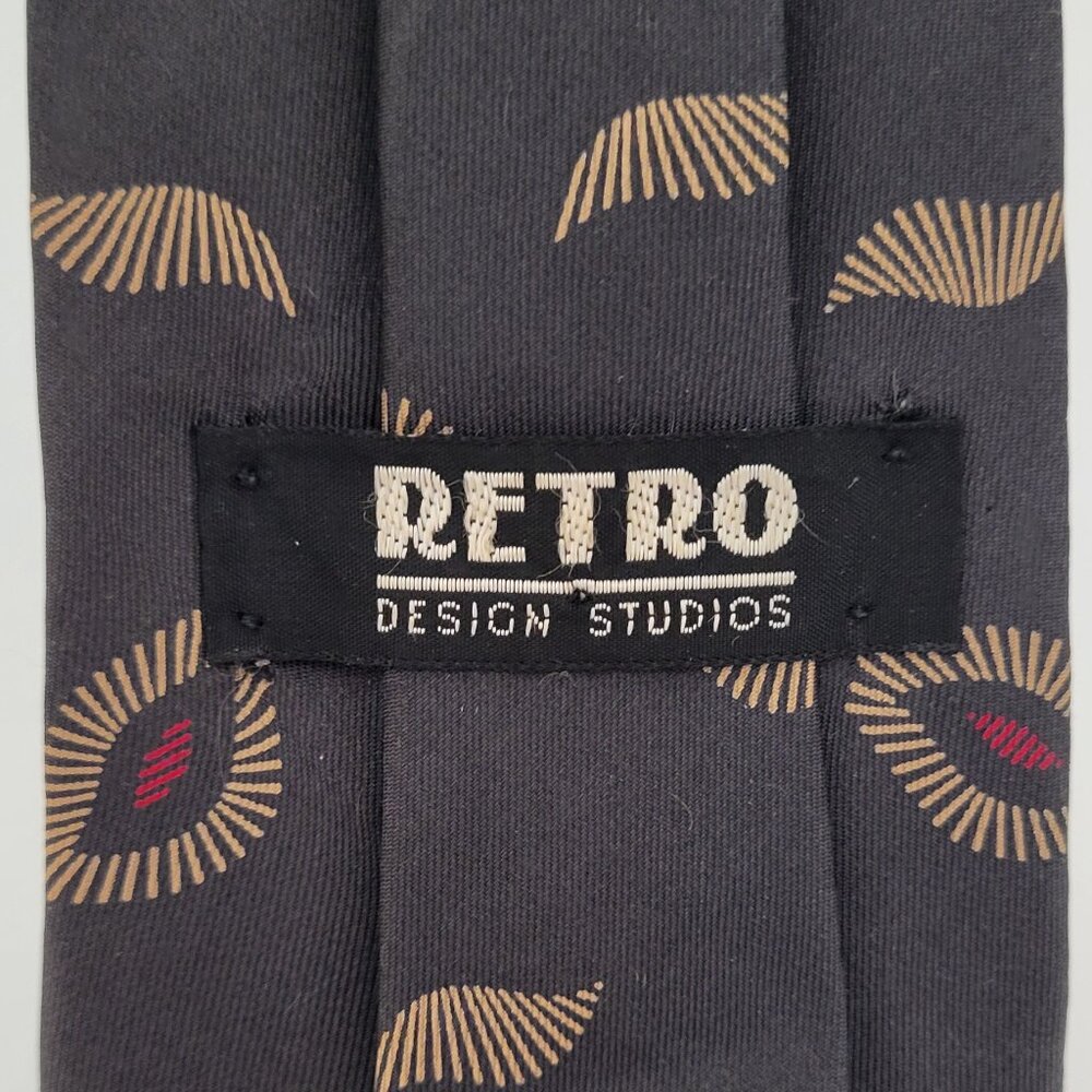 Vintage RETRO DESIGN STUDIOS Pure Silk Neck Tie ~ Brown/Tan/Red